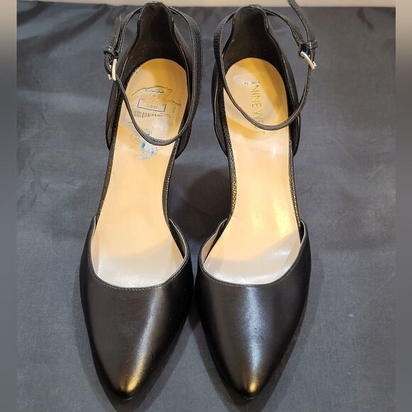 NINE WEST ALMOND TOE ADJUSTABLE BUCKLE ANKLE STRAP WEDGE - Picture 3 of 15